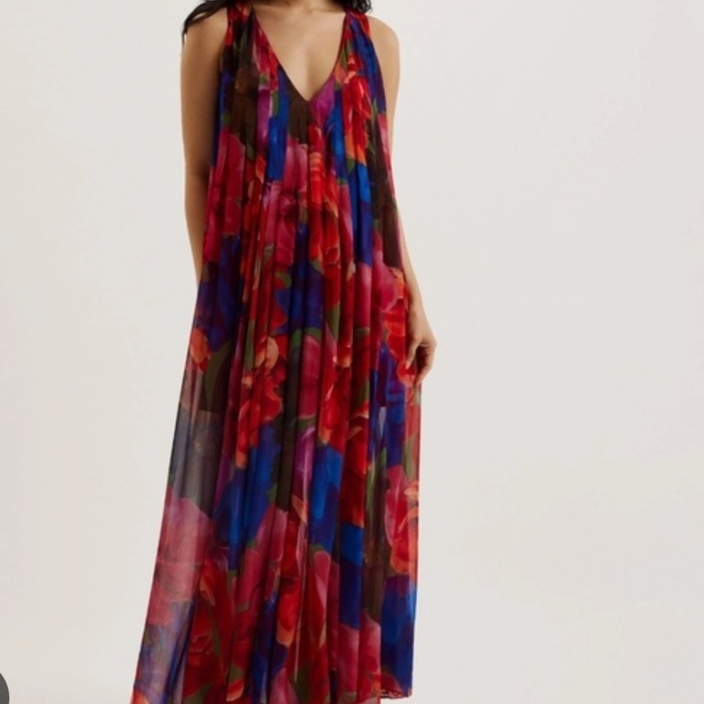 Ted Baker London Vibrant Red and Blue Maxi Dress
